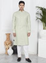 Linen Cotton Pista Green Festival Wear Pintux Kurta Pajama